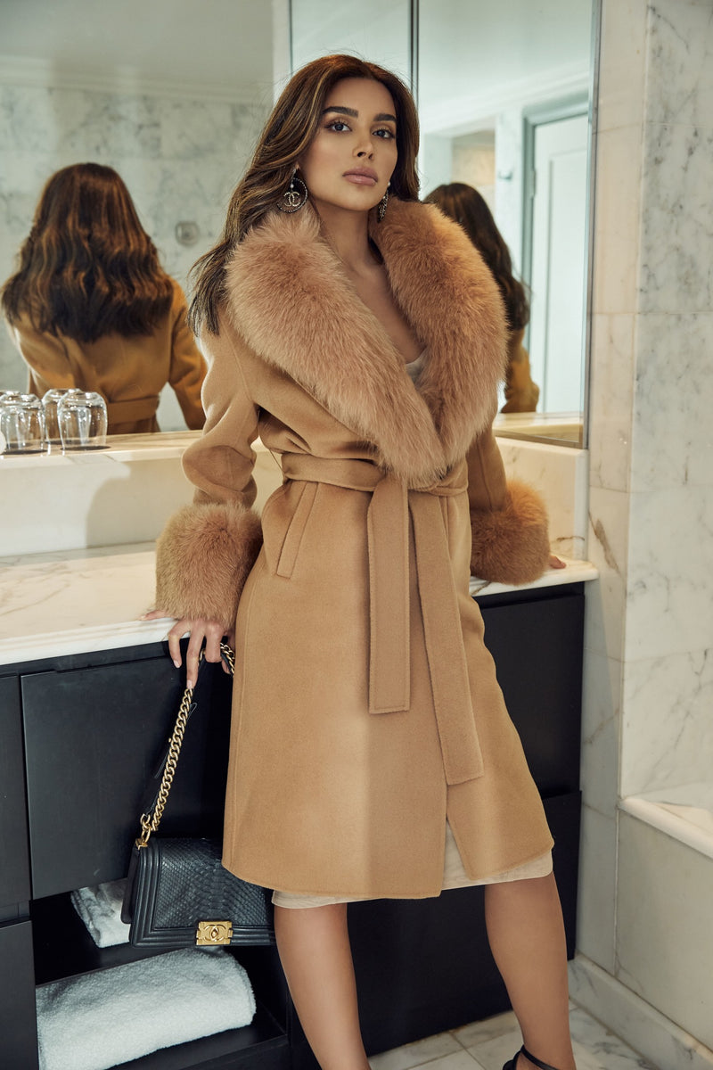 Mayfair Cashmere & Wool Blend Fox Fur Coat
